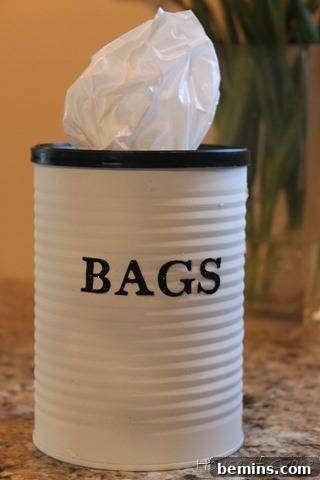 Coffee can plastic bag holder