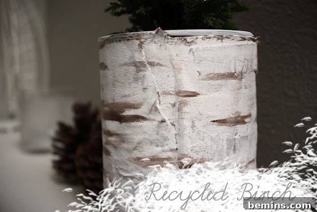 Faux birch coffee can planter