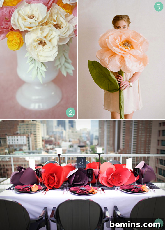 Close-up of delicate paper flower details