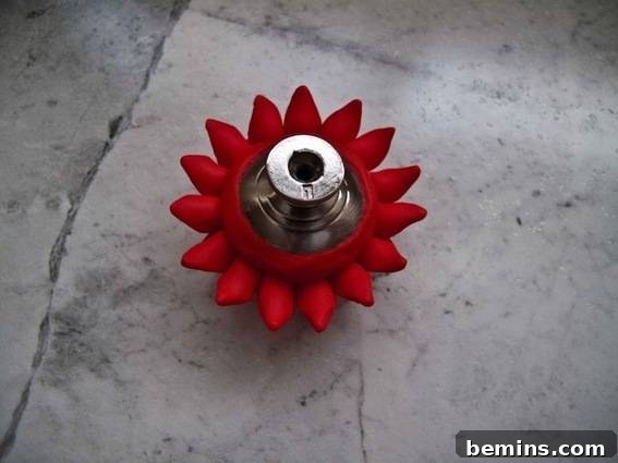 Finished Polymer Clay Dahlia Cabinet Knob on Cabinet