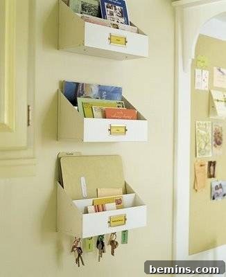 DIY Mail Station with In/Out Trays