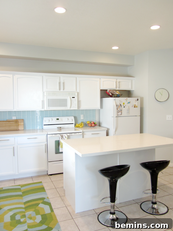 The beautiful Misty Carrera quartz countertops from Caesarstone