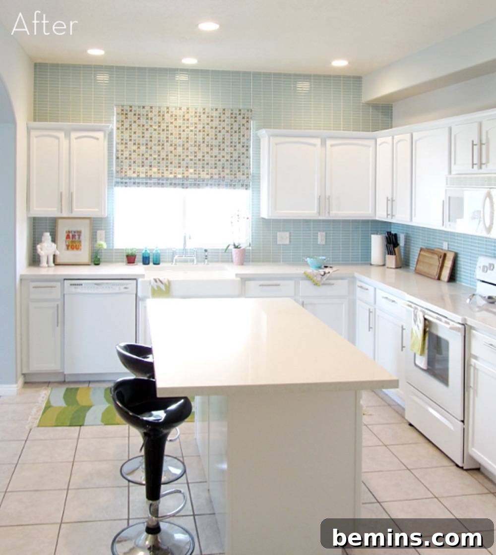 After painting kitchen cabinets white