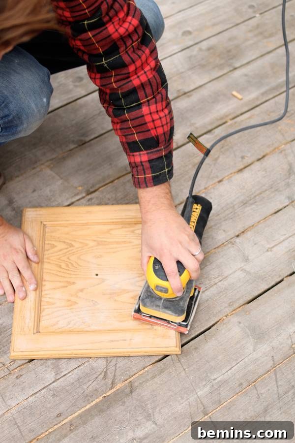 Sanding kitchen cabinets