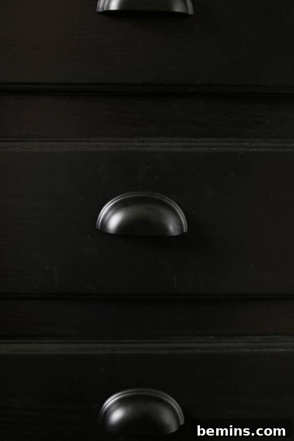 Finished kitchen cabinets in dark color