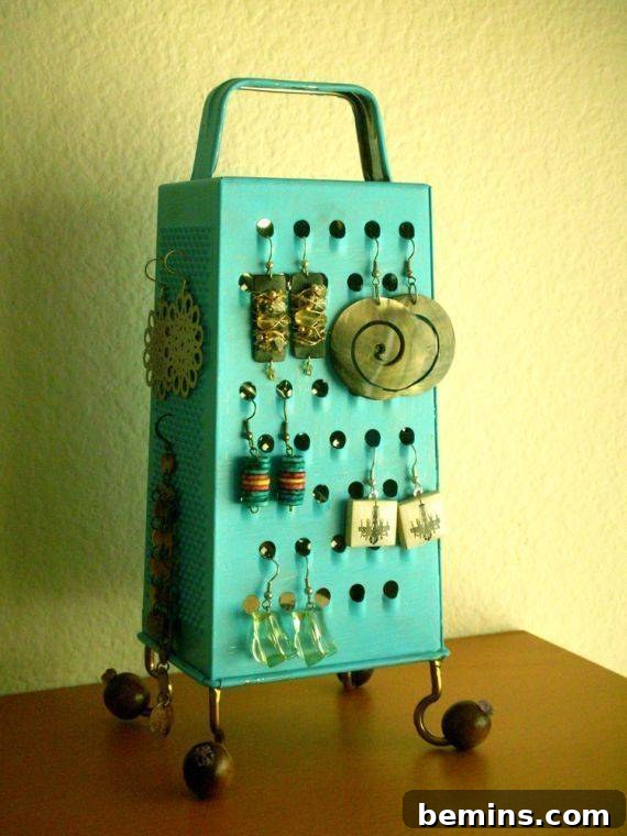 Painted Cheese Grater Earring Holder
