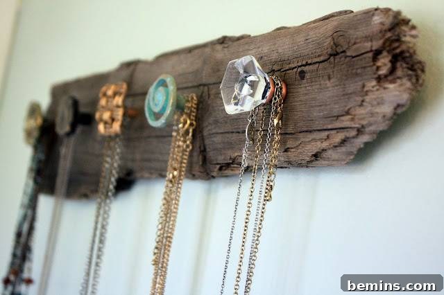 Driftwood Necklace Holder with Knobs