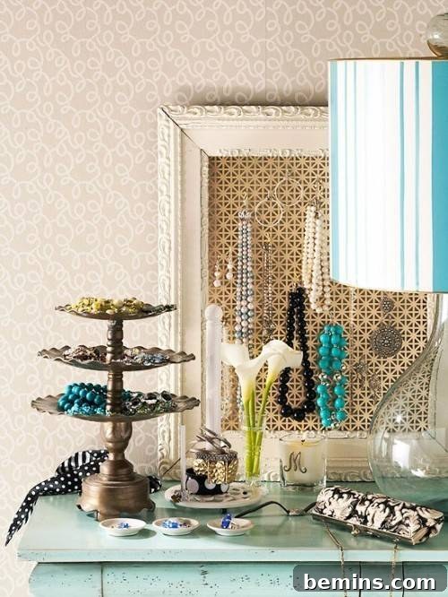 Radiator Grate and Vintage Tray Jewelry Display