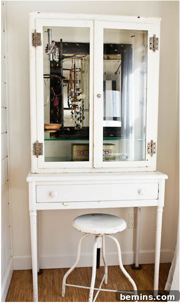 Vintage Medical Cabinet Vanity with Jewelry Display