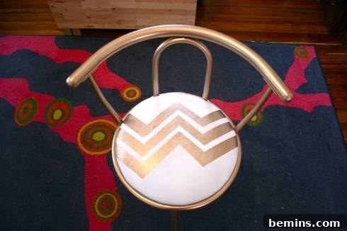 Close-up of the finished DIY glam chair showcasing the details.