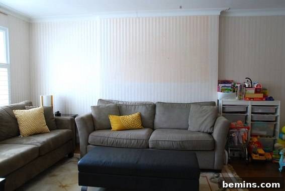 Before: A cluttered and unorganized living room