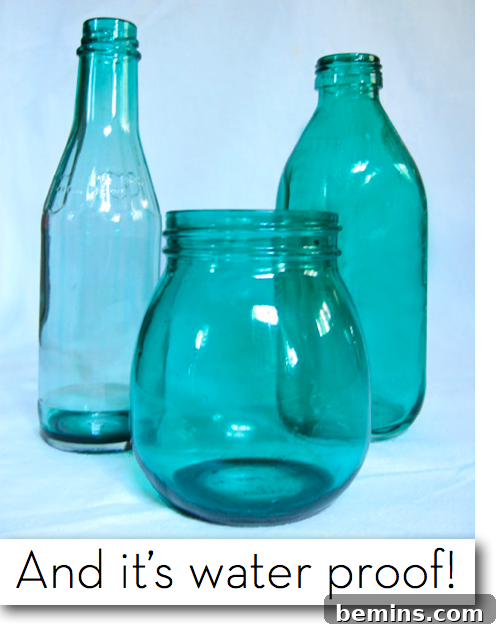 Dyed glass bottles in various colors