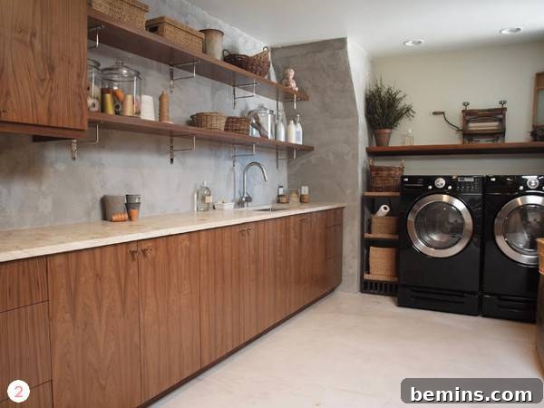 Top Laundry Room Transformations 11 Modern kitchen with integrated laundry