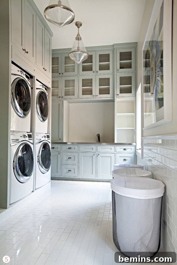 Top Laundry Room Transformations 14 Laundry room with stacked washer and dryer