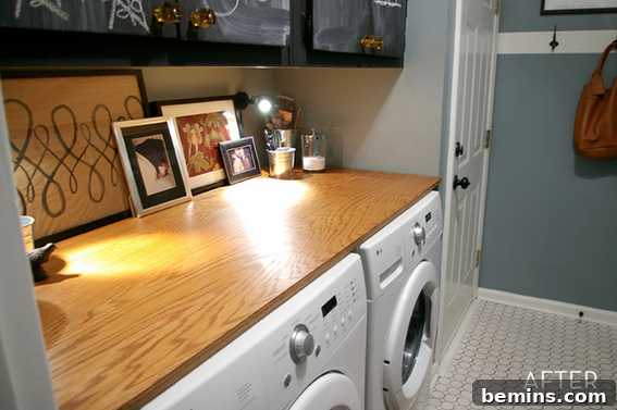 Top Laundry Room Transformations 31 Wooden countertop for laundry room