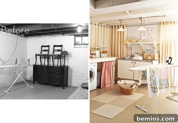 Top Laundry Room Transformations 5 Warm and inviting basement laundry room