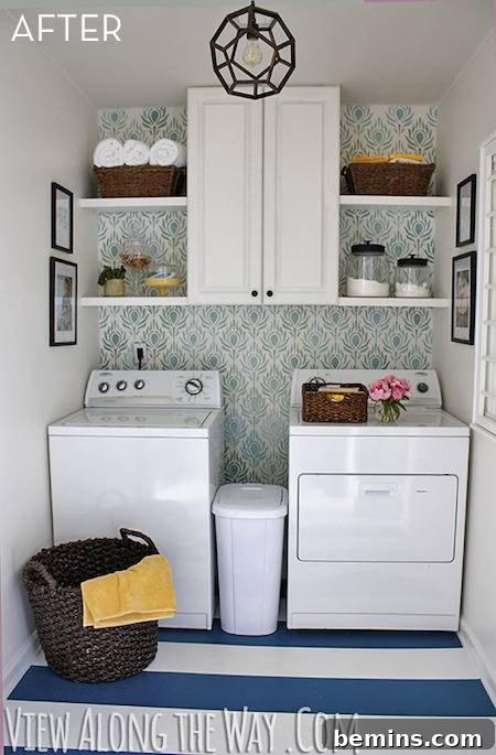 Top Laundry Room Transformations 42 Washer and dryer are sitting together in a room
