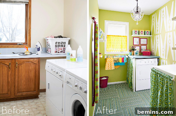 Top Laundry Room Transformations 7 Colorful laundry room makeover