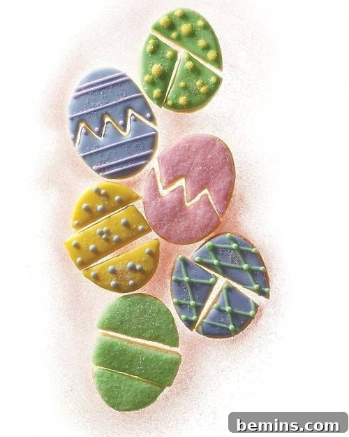 Easter egg shaped food items are cut to eat.