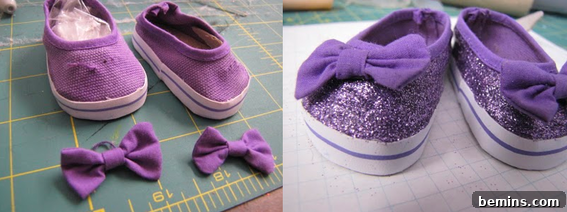 Shoe makeover with zipper ruffle