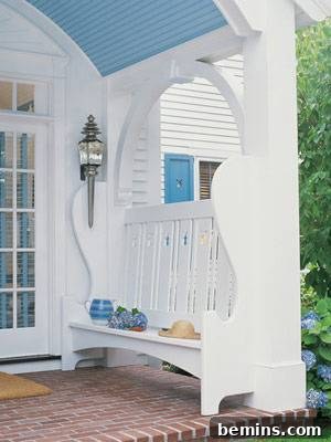 Cape Cod Front Porch with Built-In Bench