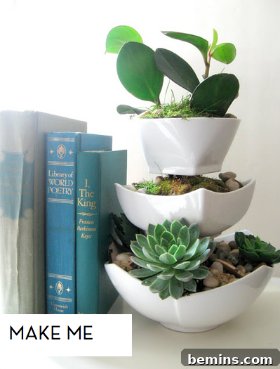 Dollar store tiered planter idea.
