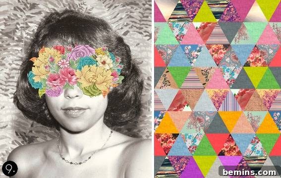 A Dana McClure collage print with bold colors and graphic patterns