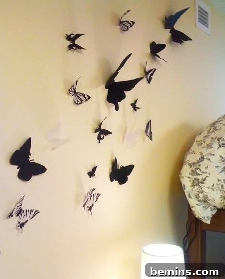 Creative Silhouette Wall Art: 12 DIY Projects 4 Butterfly silhouettes on a wall