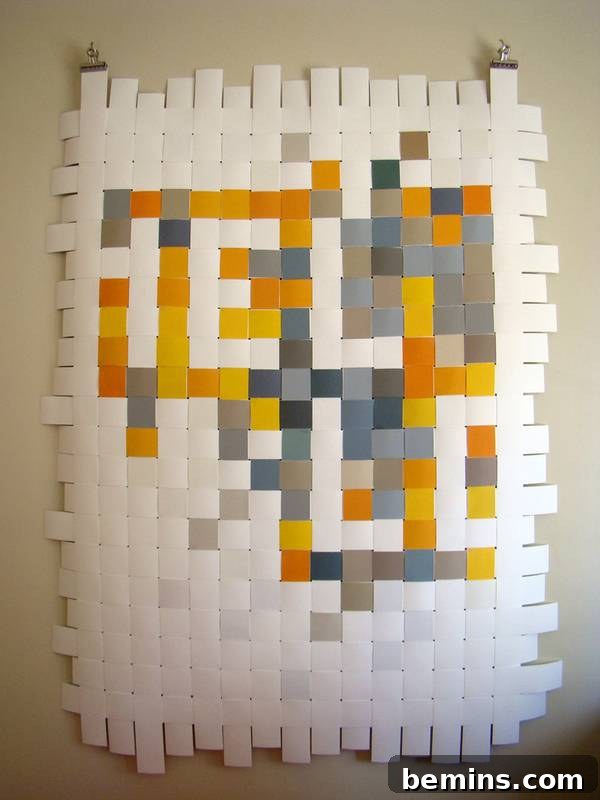 Creative Ways to Upcycle Paint Chips: 10 DIY Art Ideas 3 Woven paint chip art