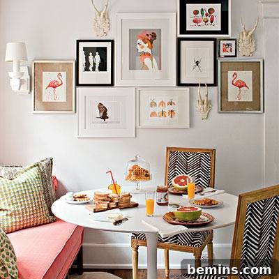 Crafting Your Perfect Gallery Wall 3 Gallery wall unified by a coral color scheme