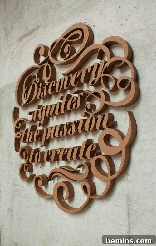 Typography Art Example 7: Cardboard Cursive by Farah Tamachi