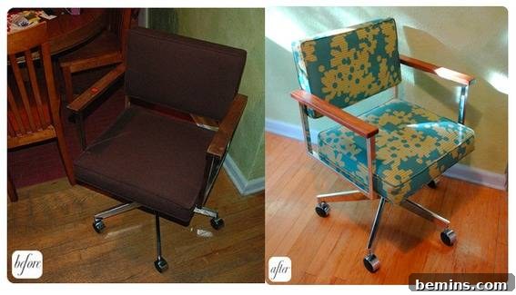Mid-century office chair refinished and reupholstered