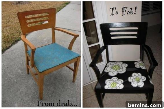 Mid-century modern chair painted black