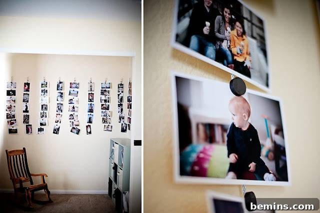 Creative DIY Photo Displays: 10 Unique Wall Art Ideas 11 Photos hanging on a wall using wire and magnets.