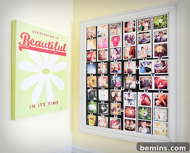 Creative DIY Photo Displays: 10 Unique Wall Art Ideas 10 Close up of the Instagram logo magnets.
