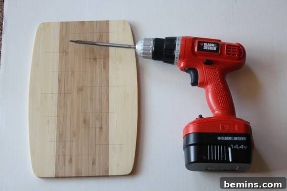 Drawing a Design on the Wooden Cutting Board