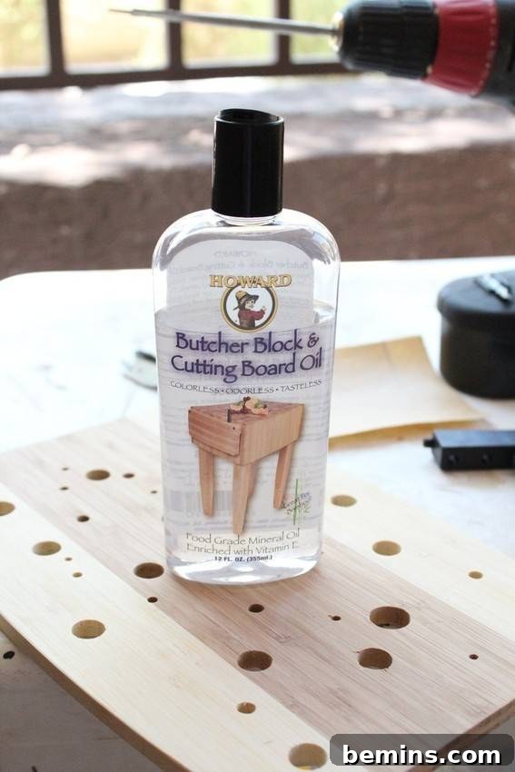 Applying Mineral Oil to the Wooden Cooling Board