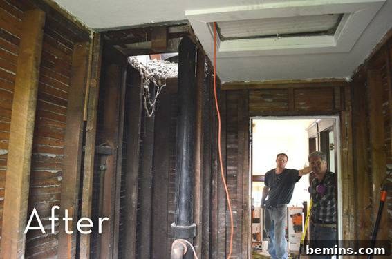 Gutted Bathroom with Chimney Removed