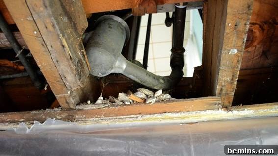 Corroded Plumbing Piping Underneath the Bathroom