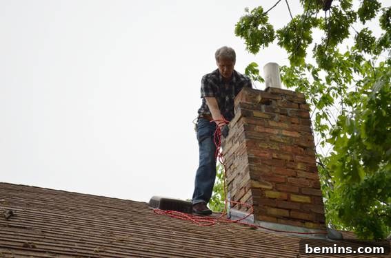 Father Helping with Chimney Demolition