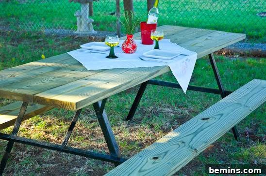 Finished Extra Large Picnic Table DIY Project
