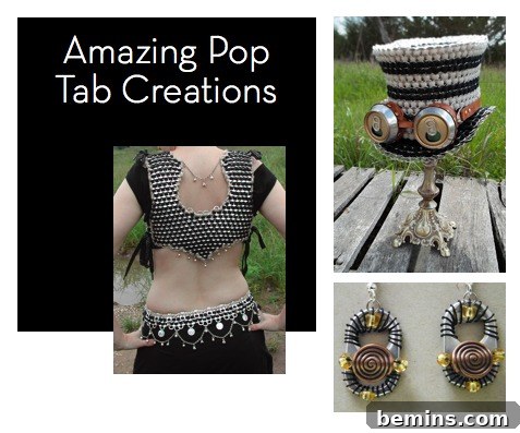 assortment of items created with soda tabs