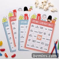 Bingo cards for the Olympic games.
