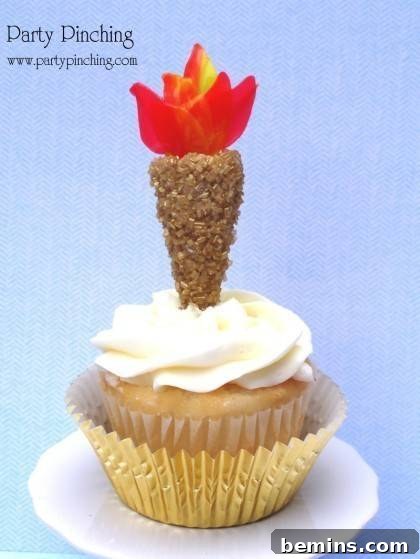 olympics party ideas, summer olympics party, 2012 olympics party, olympic torch cupake