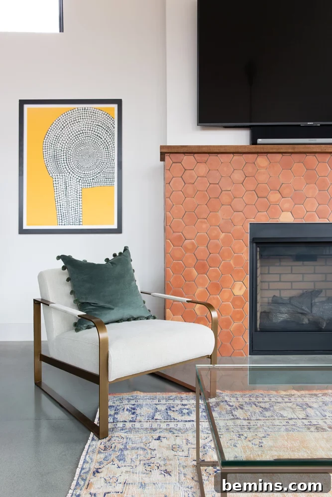 Inspired Fireplace Tile Designs for a Warm Home 2 mosaic tile fireplace with orange tiles