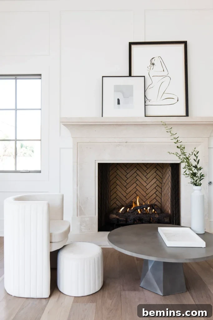 Inspired Fireplace Tile Designs for a Warm Home 25 Natural herringbone tile interior brick hearth.