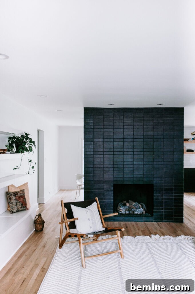 Dark Brick Freestanding Fireplace
