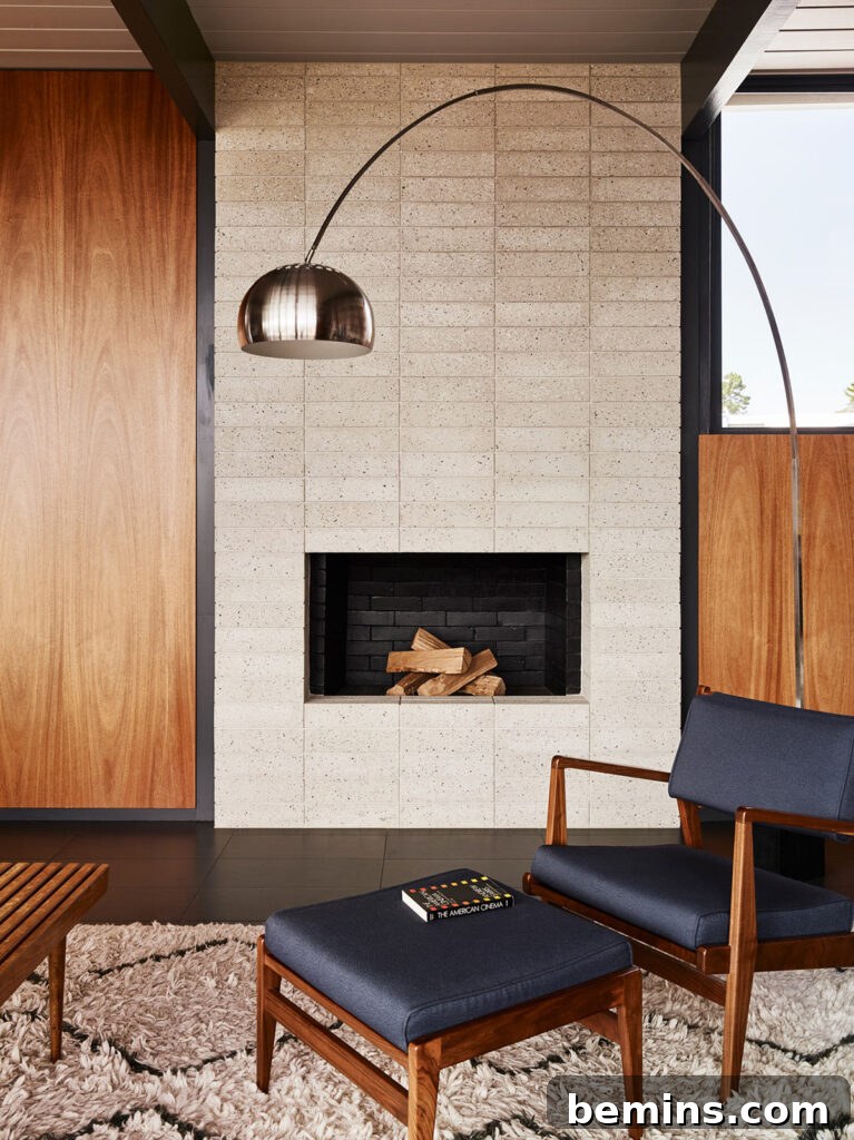 Sleek Mid-Century Fireplace