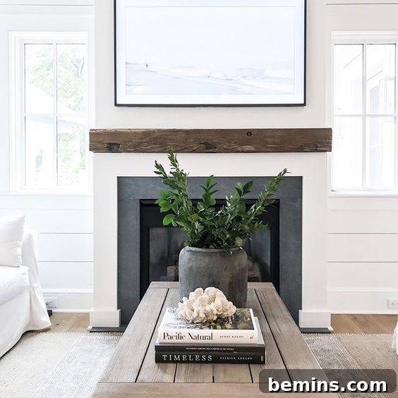 Classic farmhouse and beach-y living room.