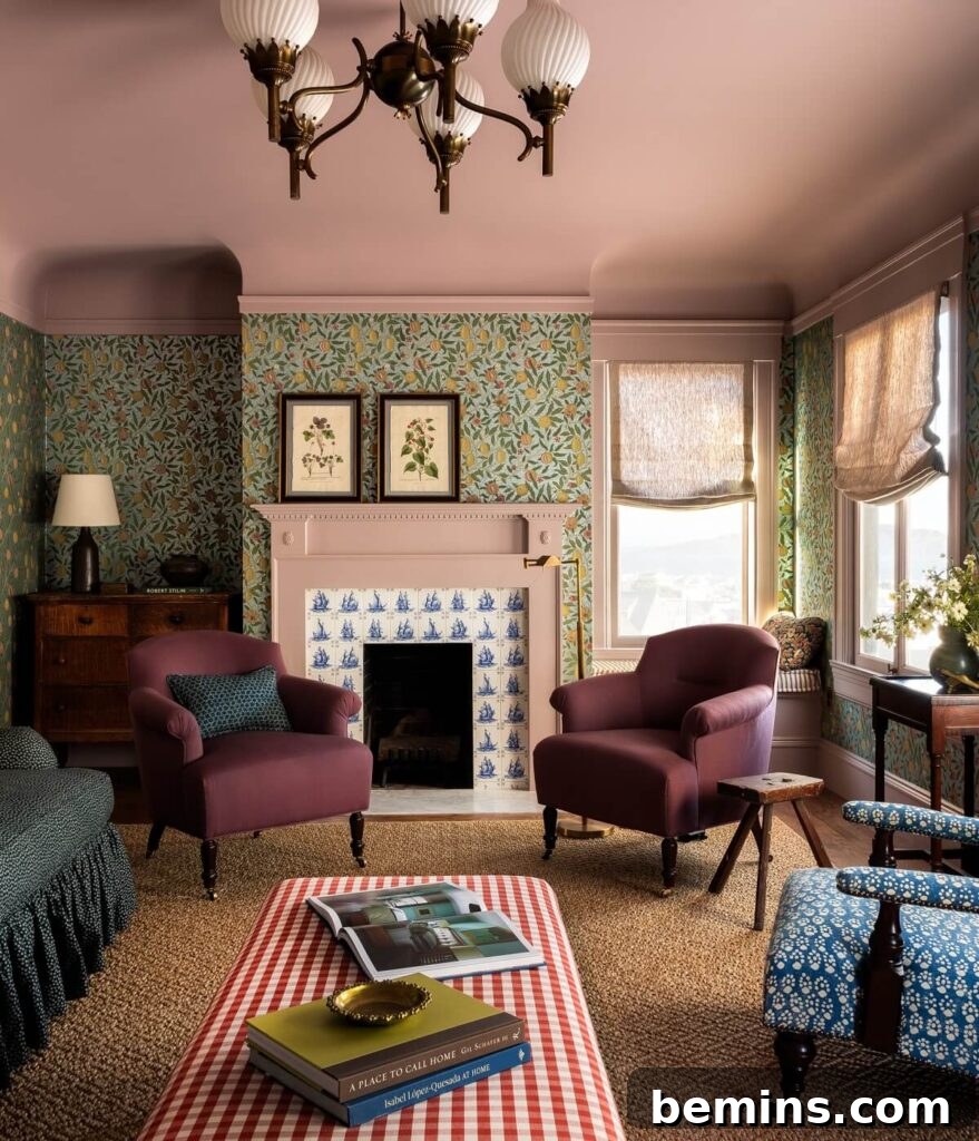 Cottage core design encapsulated in a picture-perfect living room.